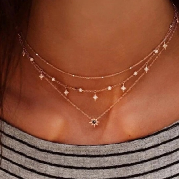 Jewelry - Dainty necklace layered pendant charm chain boho